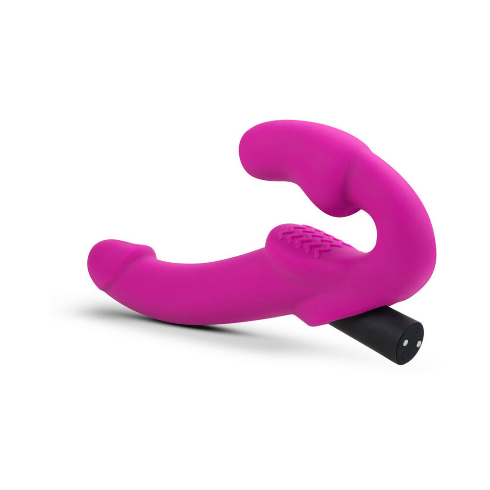 Temptasia Estella 9.5 inches Silicone Strapless Strap-On Dildo with Bullet Vibrator Pink