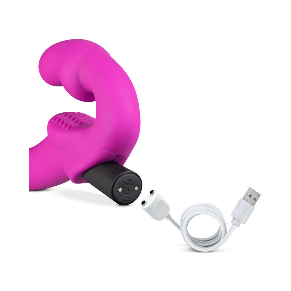 Temptasia Estella 9.5 inches Silicone Strapless Strap-On Dildo with Bullet Vibrator Pink