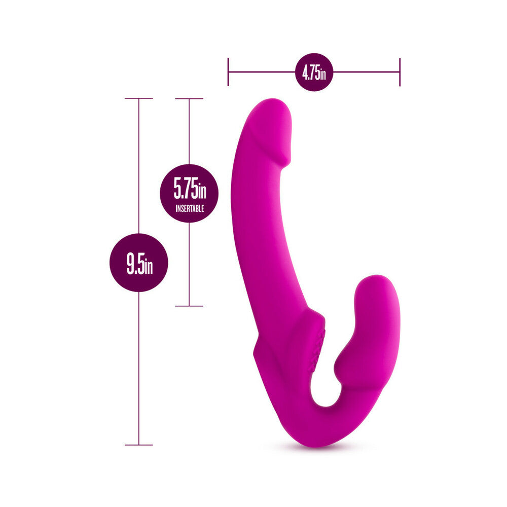 Temptasia Estella 9.5 inches Silicone Strapless Strap-On Dildo with Bullet Vibrator Pink