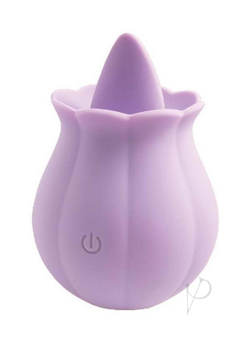 Clit-Tastic Erotic Clit Licker Clitoral Vibrator Lavender in a rose shape for intimate stimulation.