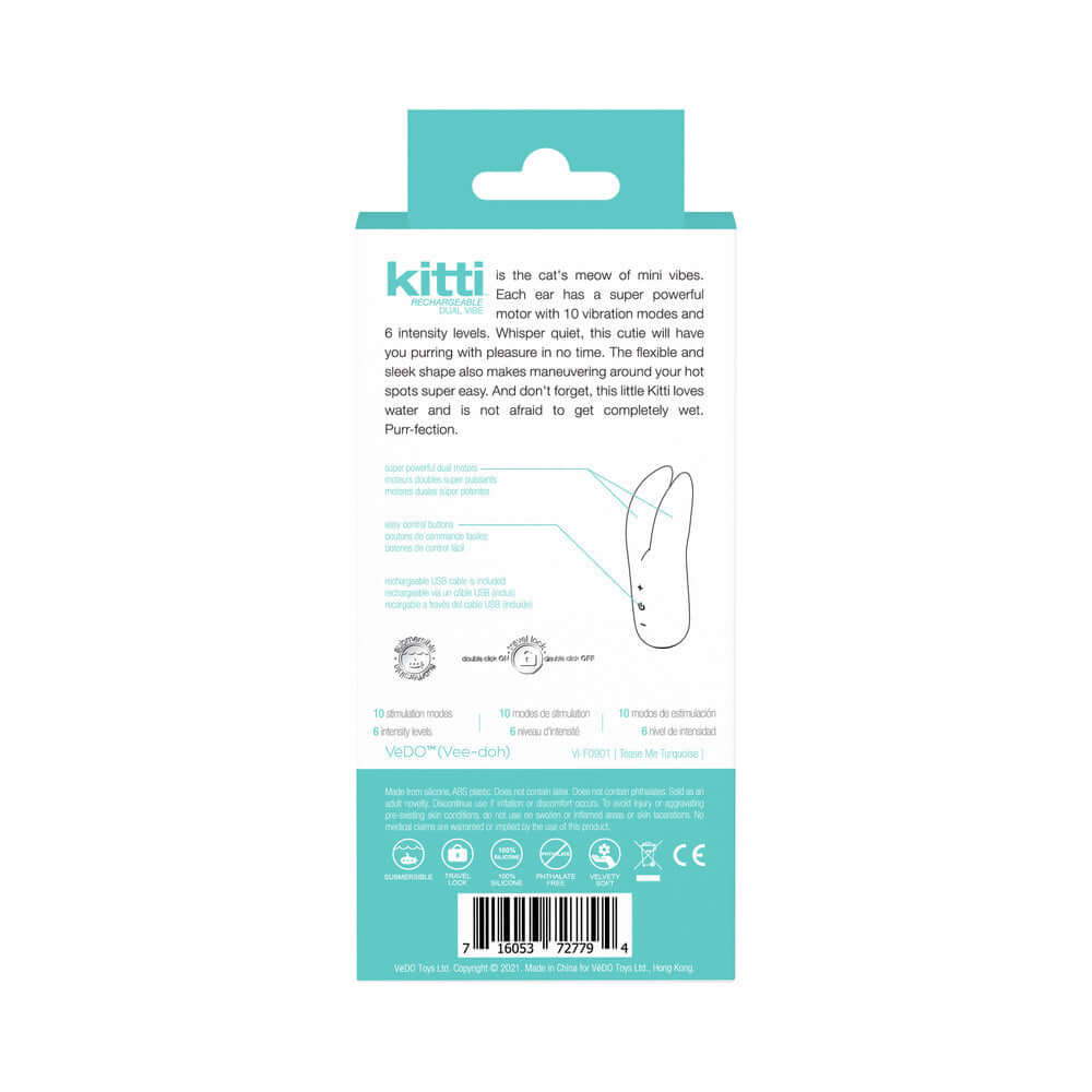 VeDO Kitti Rechargeable Dual Vibe Tease Me Turquoise