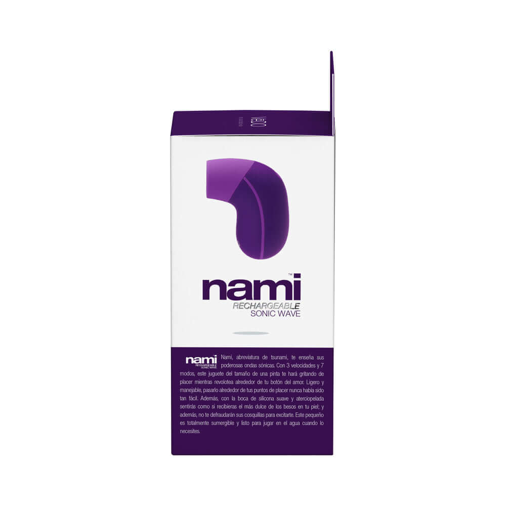 VeDO Nami Rechargeable Sonic Vibe Deep Purple packaging showcasing sleek design and branding.