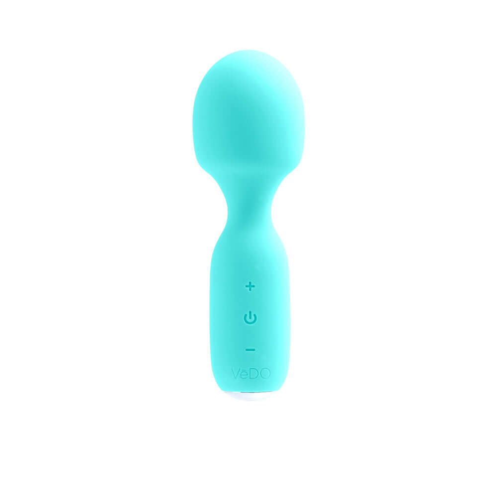 VeDO Wini Rechargeable Mini Wand Tease Me Turquoise in vibrant turquoise color, compact design for powerful vibrations.