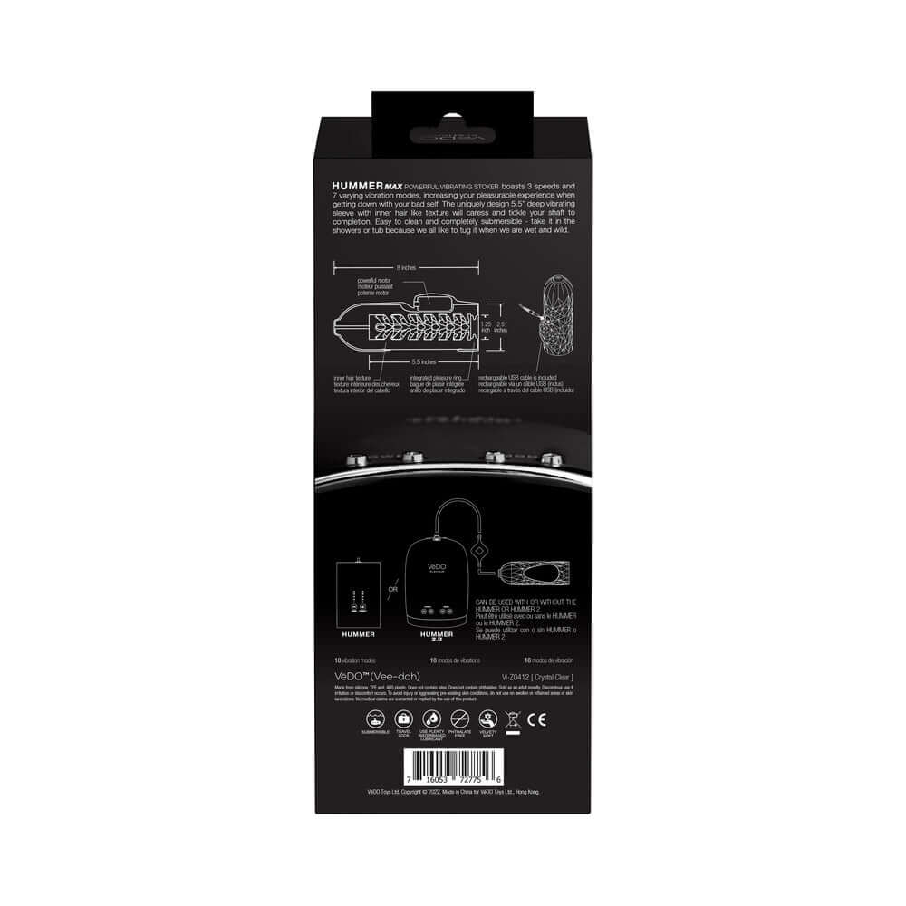 VeDO Hummer 2.0 Rechargeable Vibrating Sleeve Black Pearl