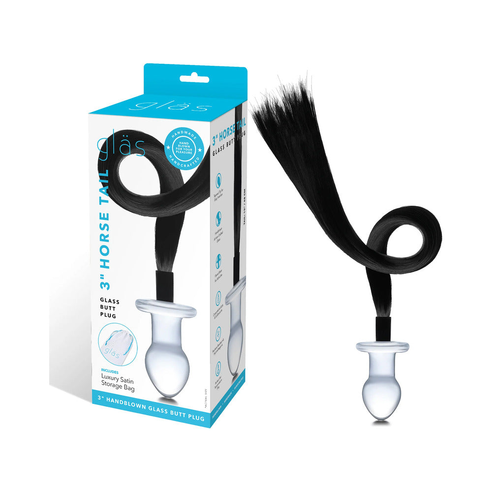 Glas 3 inches Horse Tail Glass Butt Plug