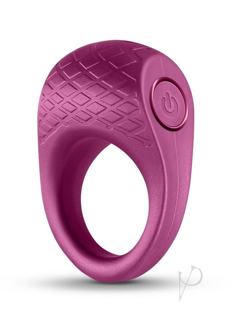 Seduction Levi Rechargeable Silicone Cock Ring Red, sleek vibrating cock ring for enhanced pleasure.