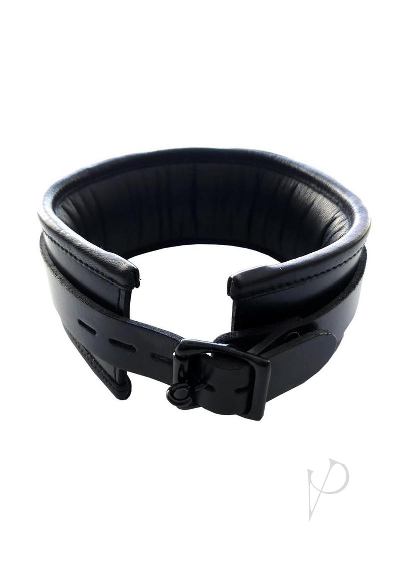 Rouge Padded Leather Collar Black, luxury restraint piece with padded interior and sleek black hardware.