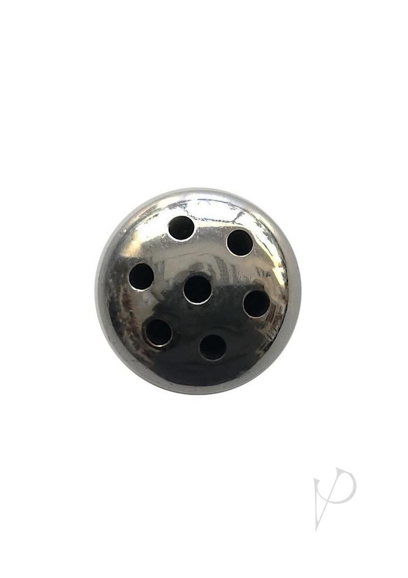 Rouge Stainless Steel Shower Penis Plug top view with multiple small openings for enhanced urethral play.