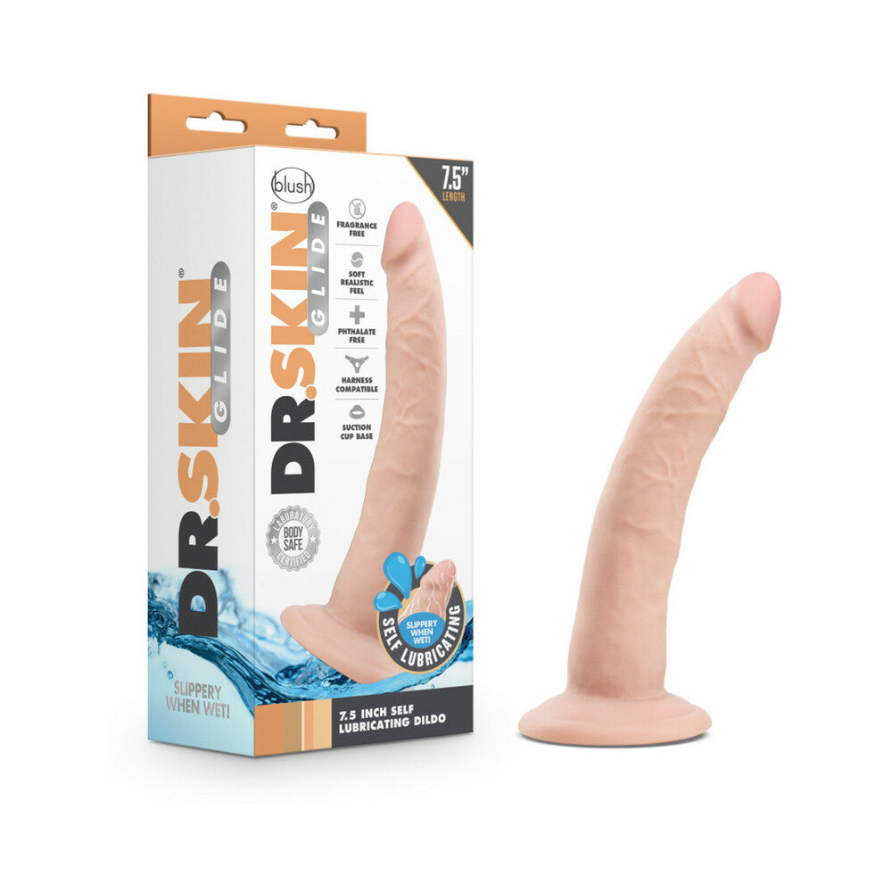 Dr. Skin Glide Realistic 7.5 inches Self-Lubricating Dildo Beige