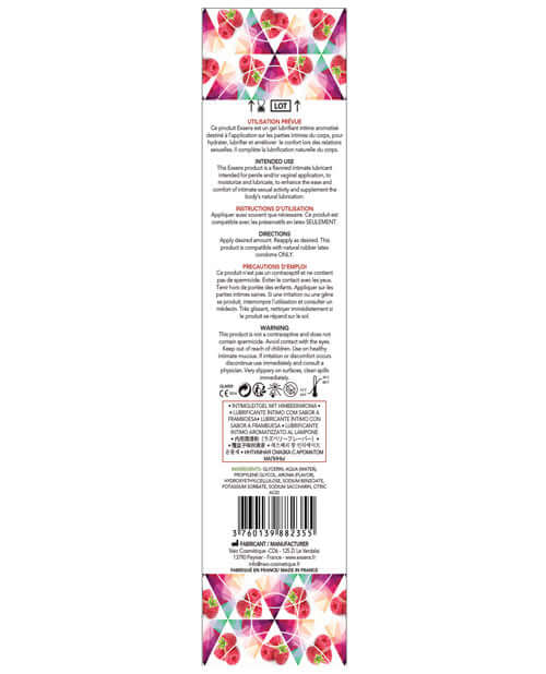 EXSENS of Paris Arousal Gel Raspberry Mint 15 ml packaging with ingredients and instructions