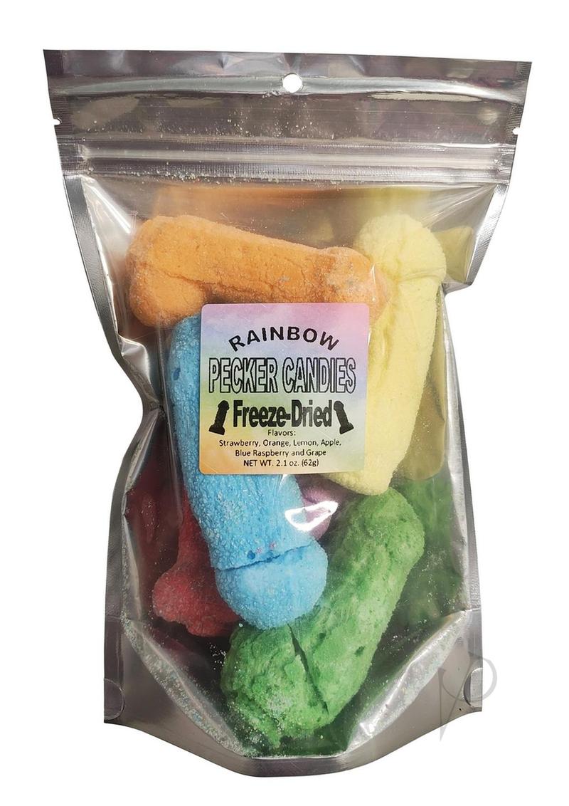 Freeze Dried Rainbow Pecker Candy Pack in colorful packaging showcasing various flavors.