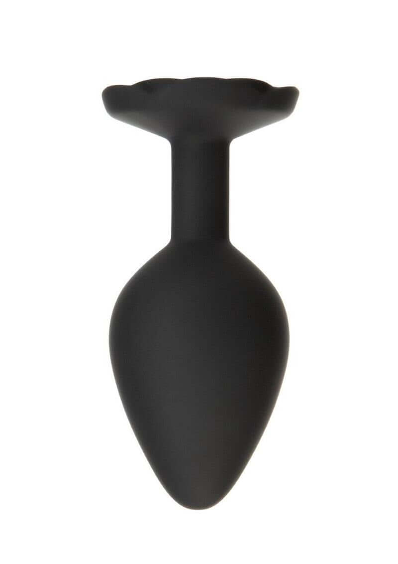 Roses Til Dawn Silicone Butt Plug Medium Black, flower-shaped, flexible design for satisfying sensations.