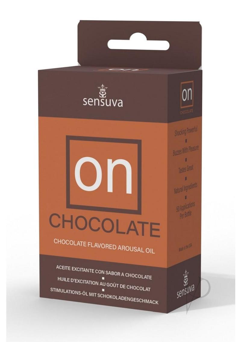 On Chocolate Arousal Oil 5ml Medium Box packaging featuring chocolate flavored arousal oil.