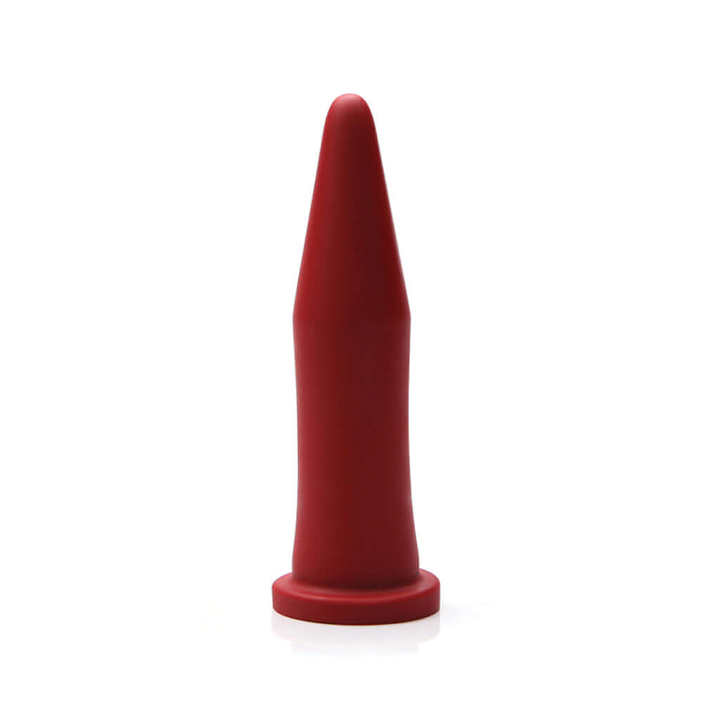 Tantus Inner Band Trainer Dildo Ruby in a sleek red silicone design for advanced pleasure and training.
