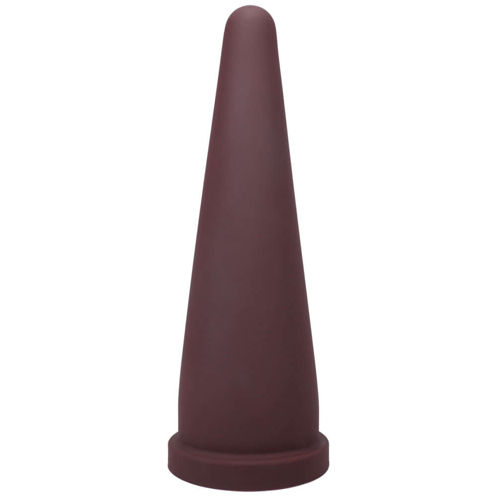 Tantus Cone Large Firm Dildo Garnet displayed in a sleek design with a dark garnet color and smooth finish.