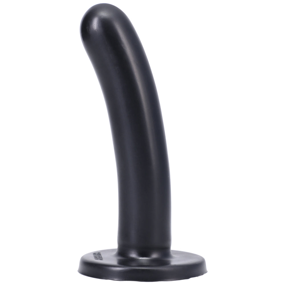 Tantus Silk Medium Dildo Onyx, a sleek silicone dildo designed for beginners and experienced users.
