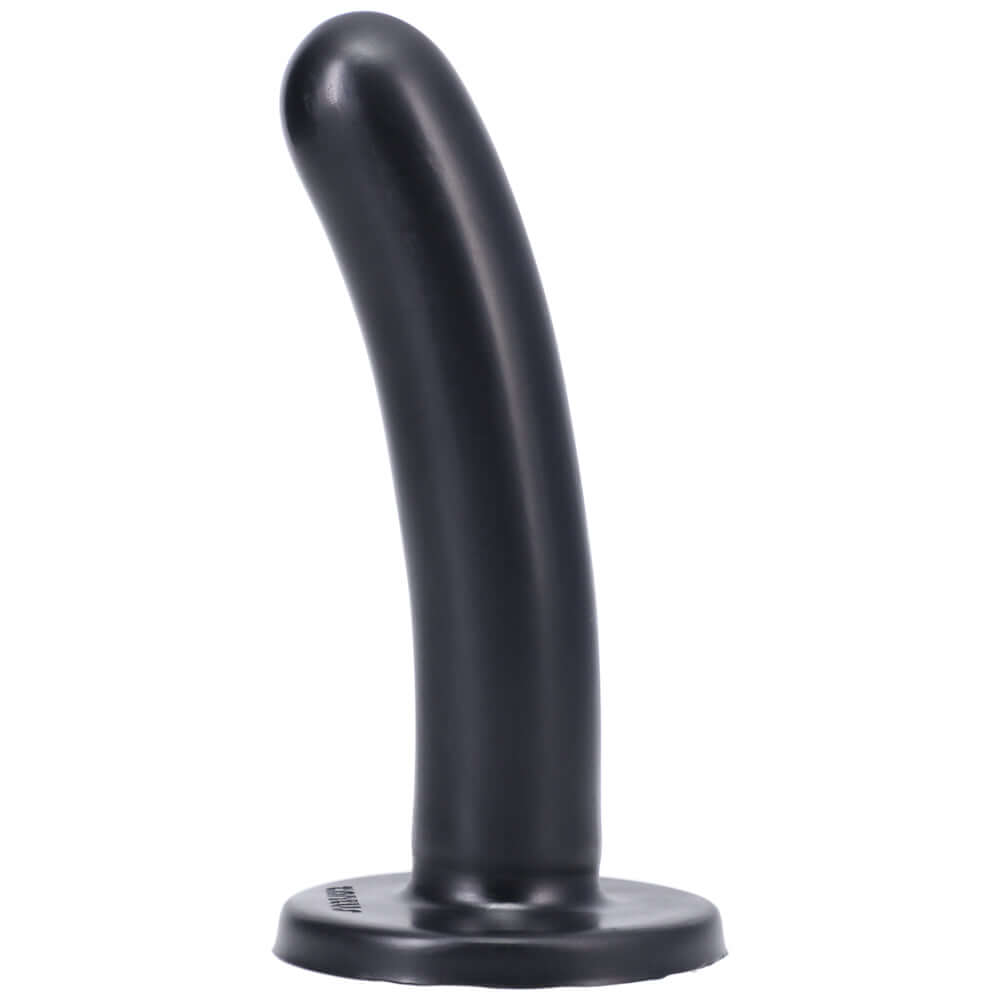 Tantus Silk Medium Dildo Onyx, a sleek silicone dildo designed for beginners and experienced users.