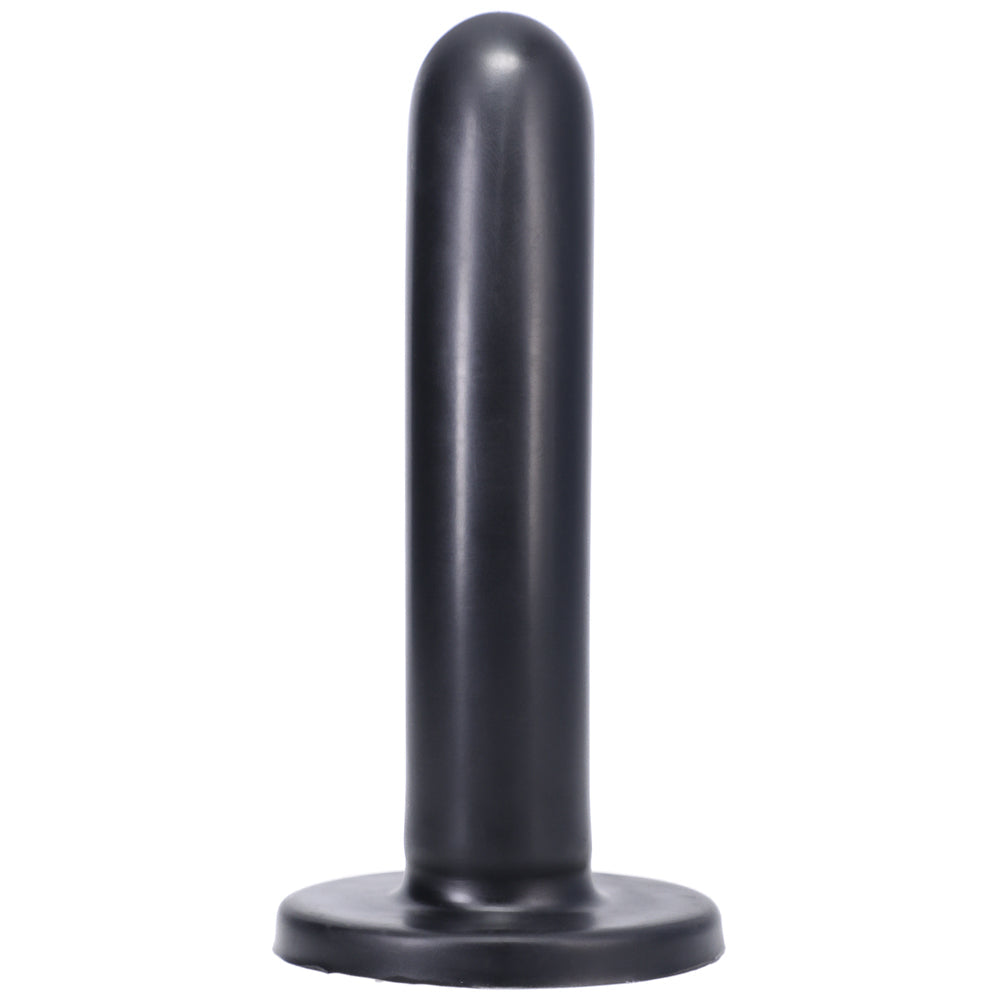 Tantus Silk Medium Dildo Onyx showcasing a smooth, streamlined silicone design ideal for all users.