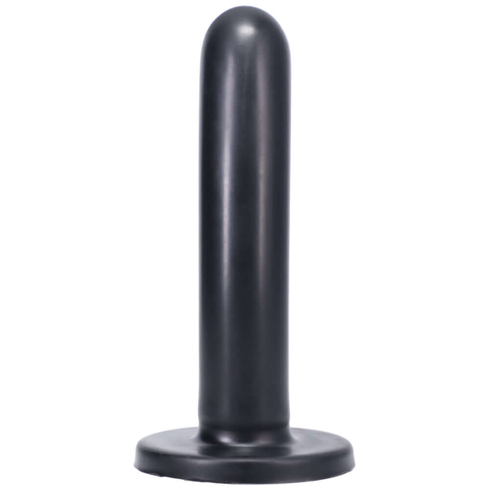 Tantus Silk Medium Dildo Onyx showcasing a smooth, streamlined silicone design ideal for all users.