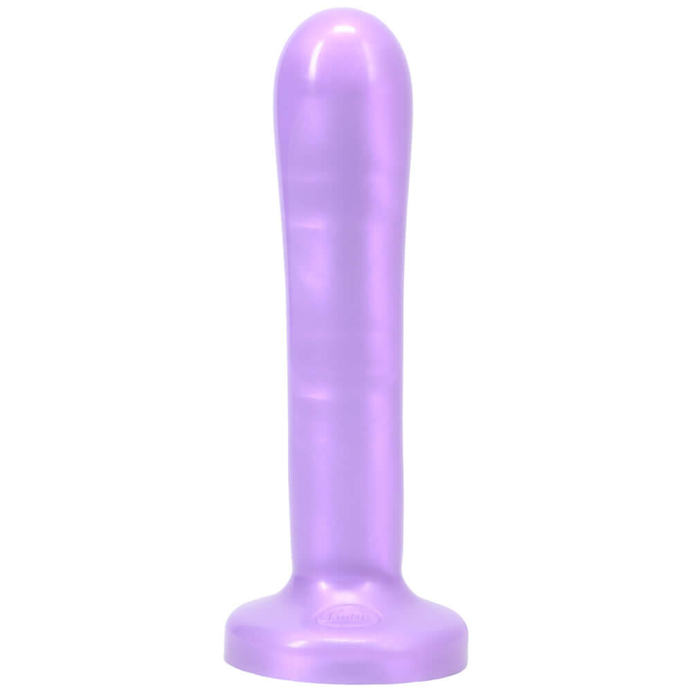 Tantus Silk Large Dildo Purple Haze in smooth purple silicone with a rounded tip and curved shaft.