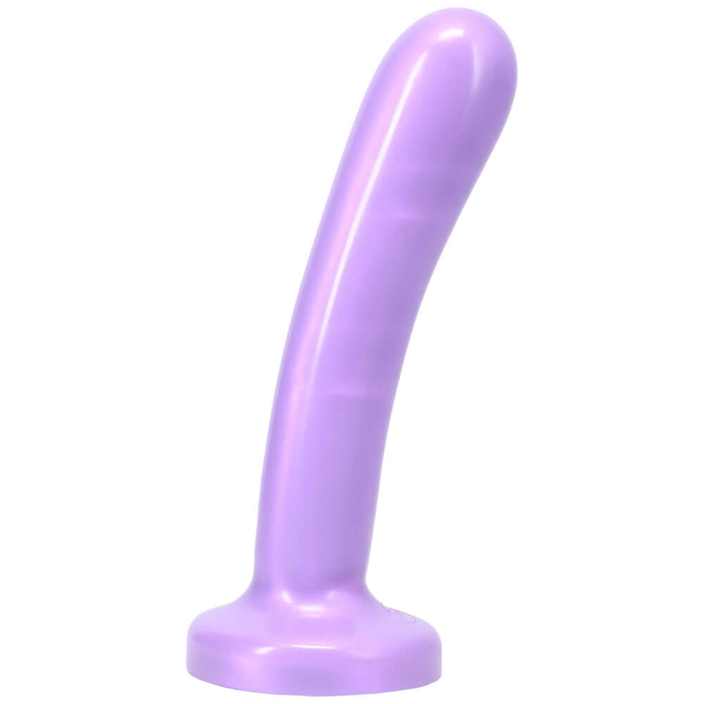 Tantus Silk Large Dildo Purple Haze in a sleek purple design, showcasing its smooth surface and curved shaft for stimulation.