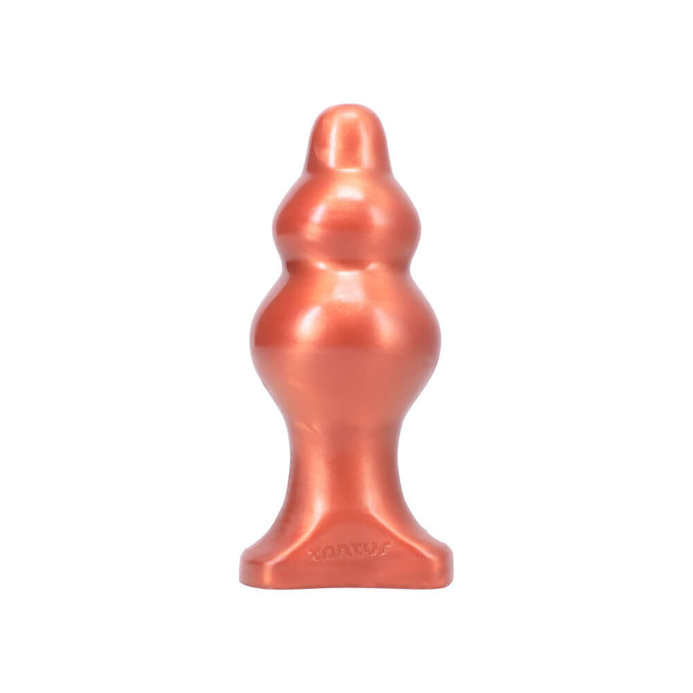 Tantus Severin Large Super Soft Anal Plug Copper shown from the front, showcasing its two-tiered profile and copper color.