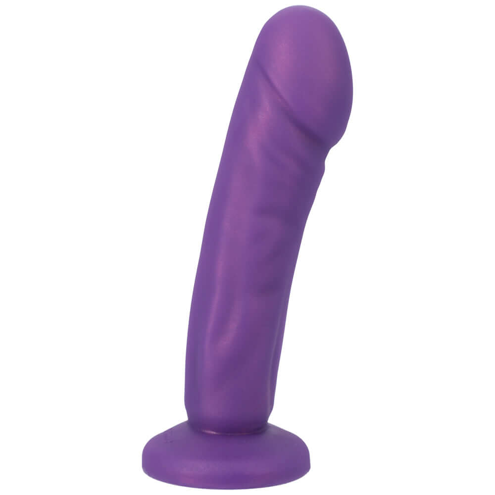 Tantus Vamp Super Soft Dildo Amethyst in amethyst tone with ridges for enhanced pleasure.