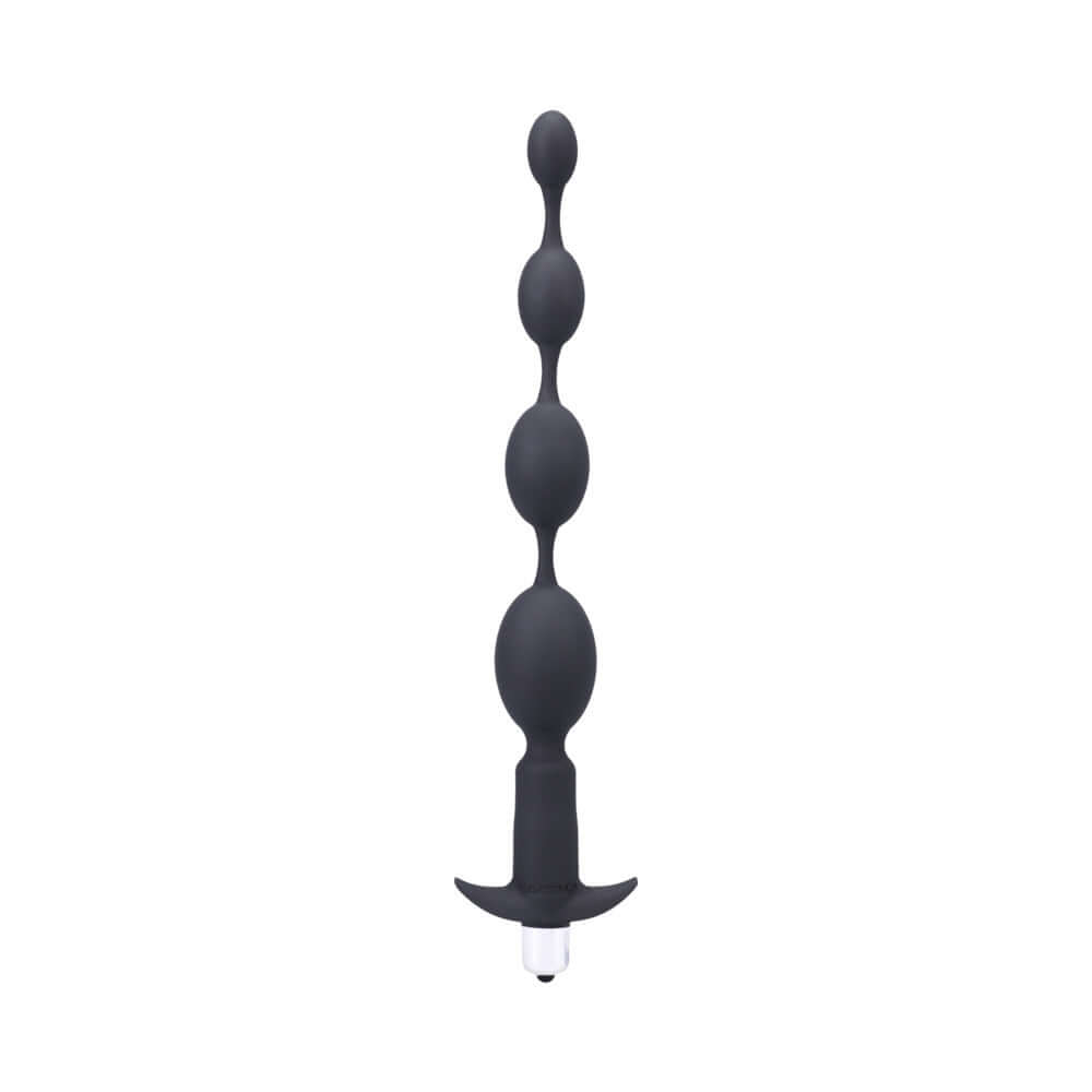 Tantus Vibrating Progressive Beads Anal Plug Onyx, featuring four graduated beads for ultimate anal pleasure.