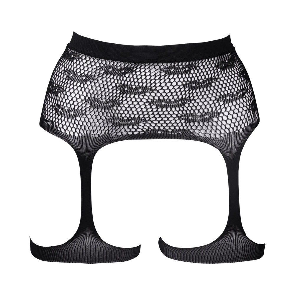 Shots Le Desir Bliss Kiss-Patterned Fishnet Garter belt Black O/S