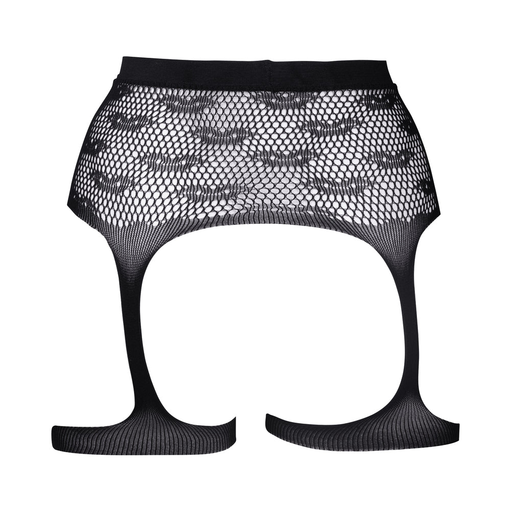 Shots Le Desir Bliss Kiss-Patterned Fishnet Garter belt Black O/S