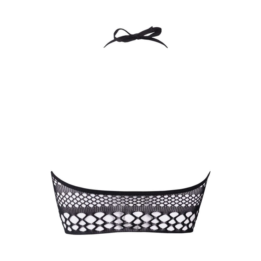 Shots Le Desir Bliss Strappy Fishnet Halter Top Black O/S