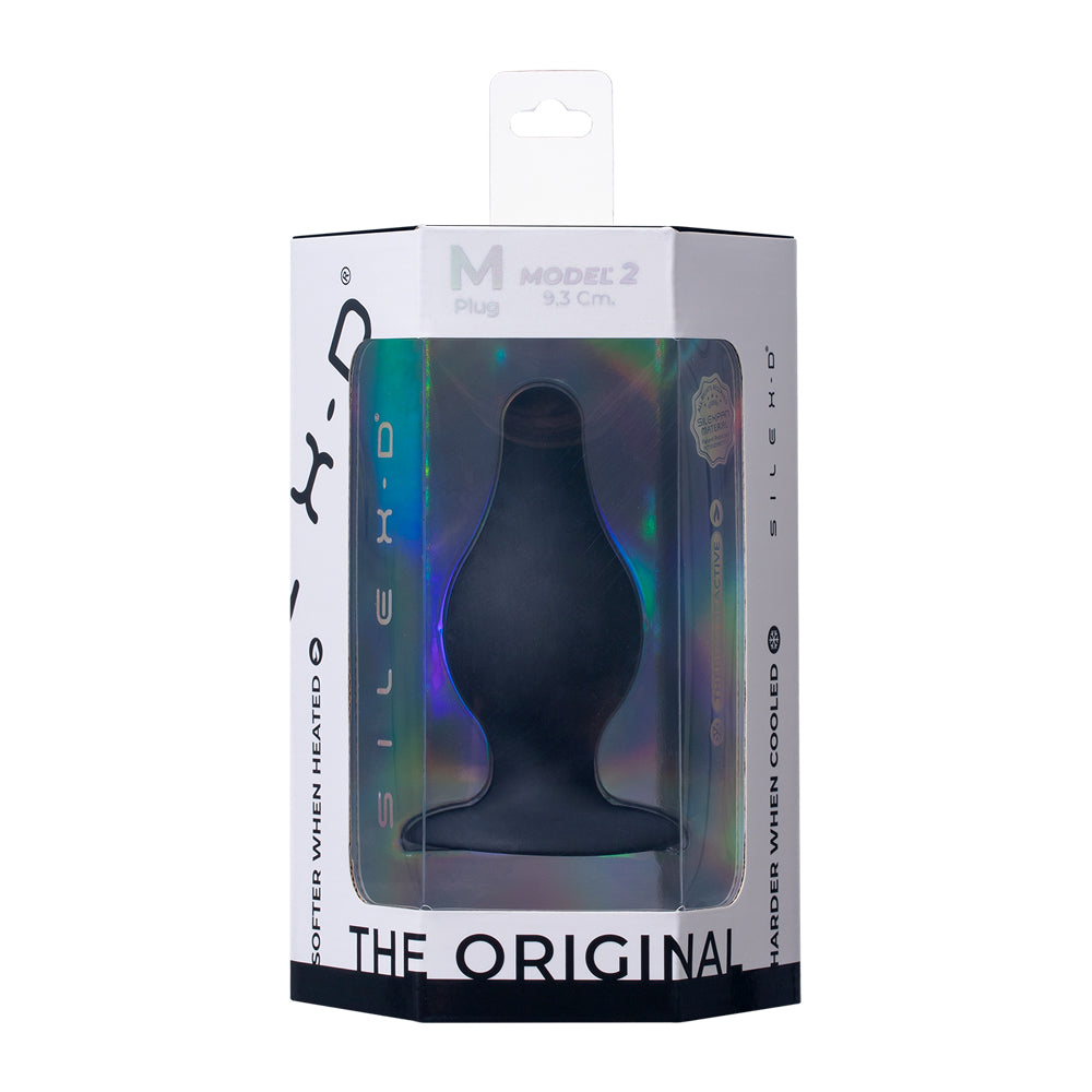 Silex-d The Original Plug Model 2 Dildo 3.5 inch M Black in sleek packaging for anal pleasure.