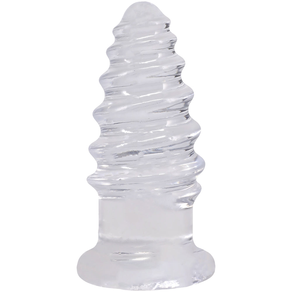 Crystal Jellies Anal Twist 5 Inch Clear, a flexible anal toy with ridges for enhanced stimulation.