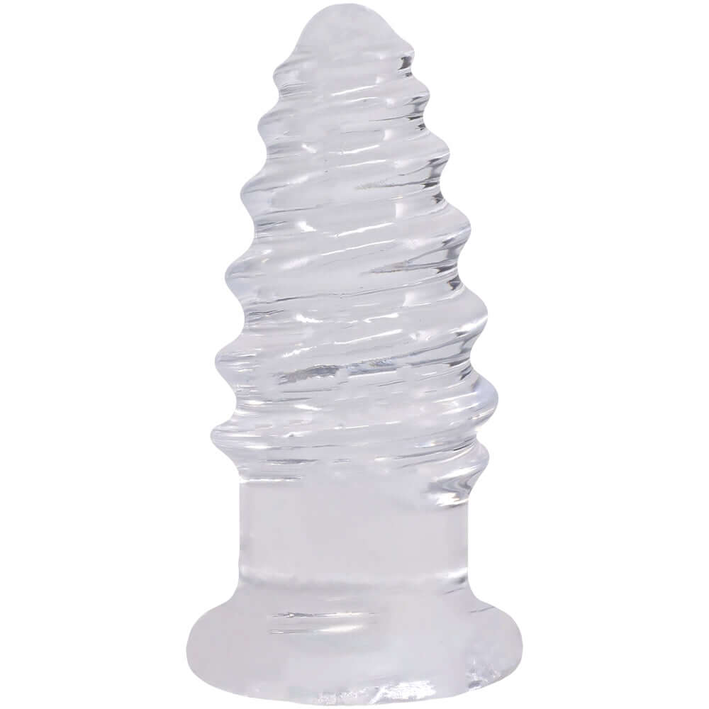 Crystal Jellies Anal Twist 5 Inch Clear, a flexible anal toy with ridges for enhanced stimulation.