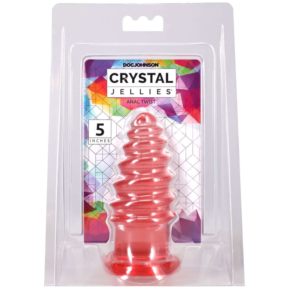Crystal Jellies Anal Twist 5 Inch Pink by Doc Johnson in packaging for anal play.