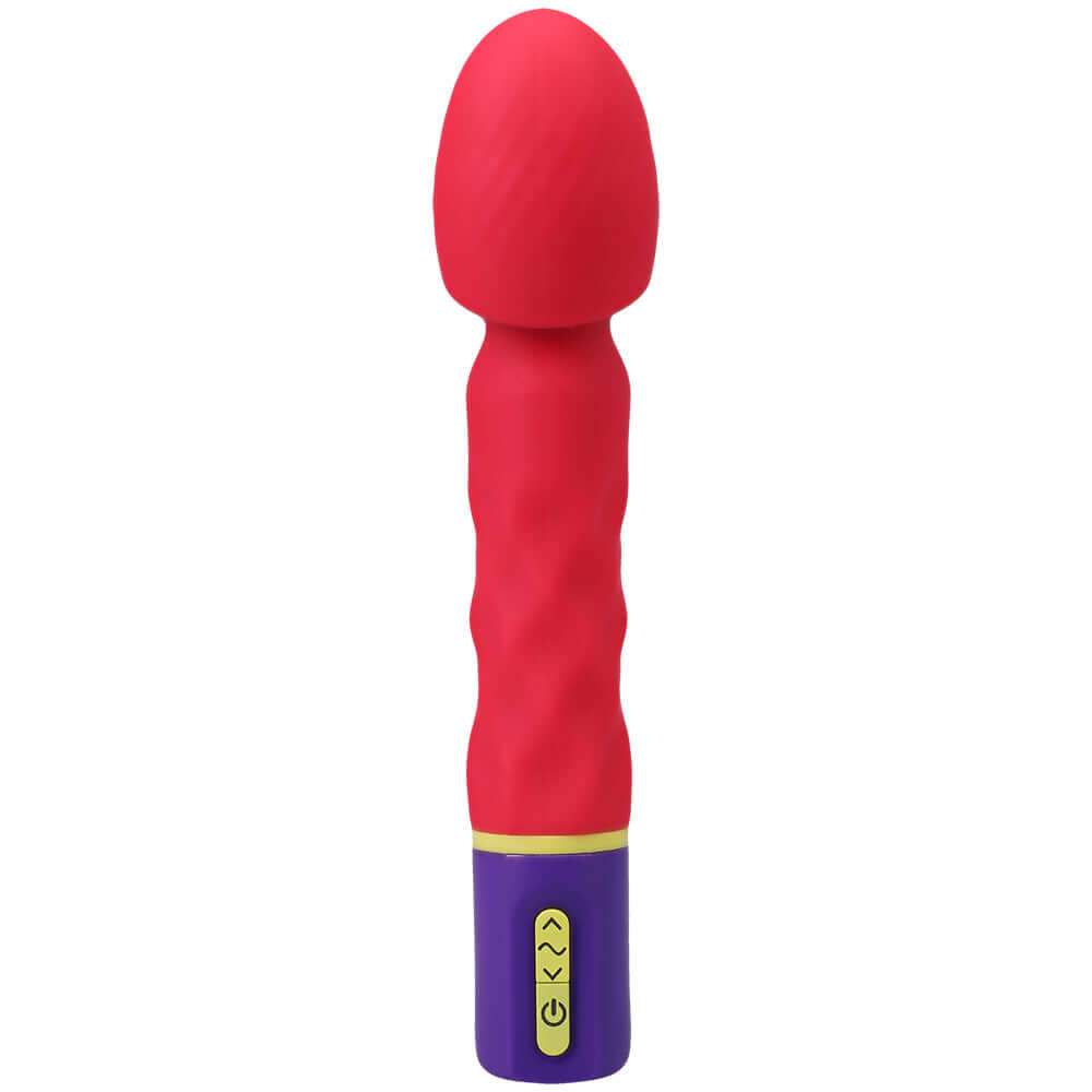 Mood Intense G G-spot Wand Vibrator Pink showcasing its smooth silicone texture and user-friendly control interface.