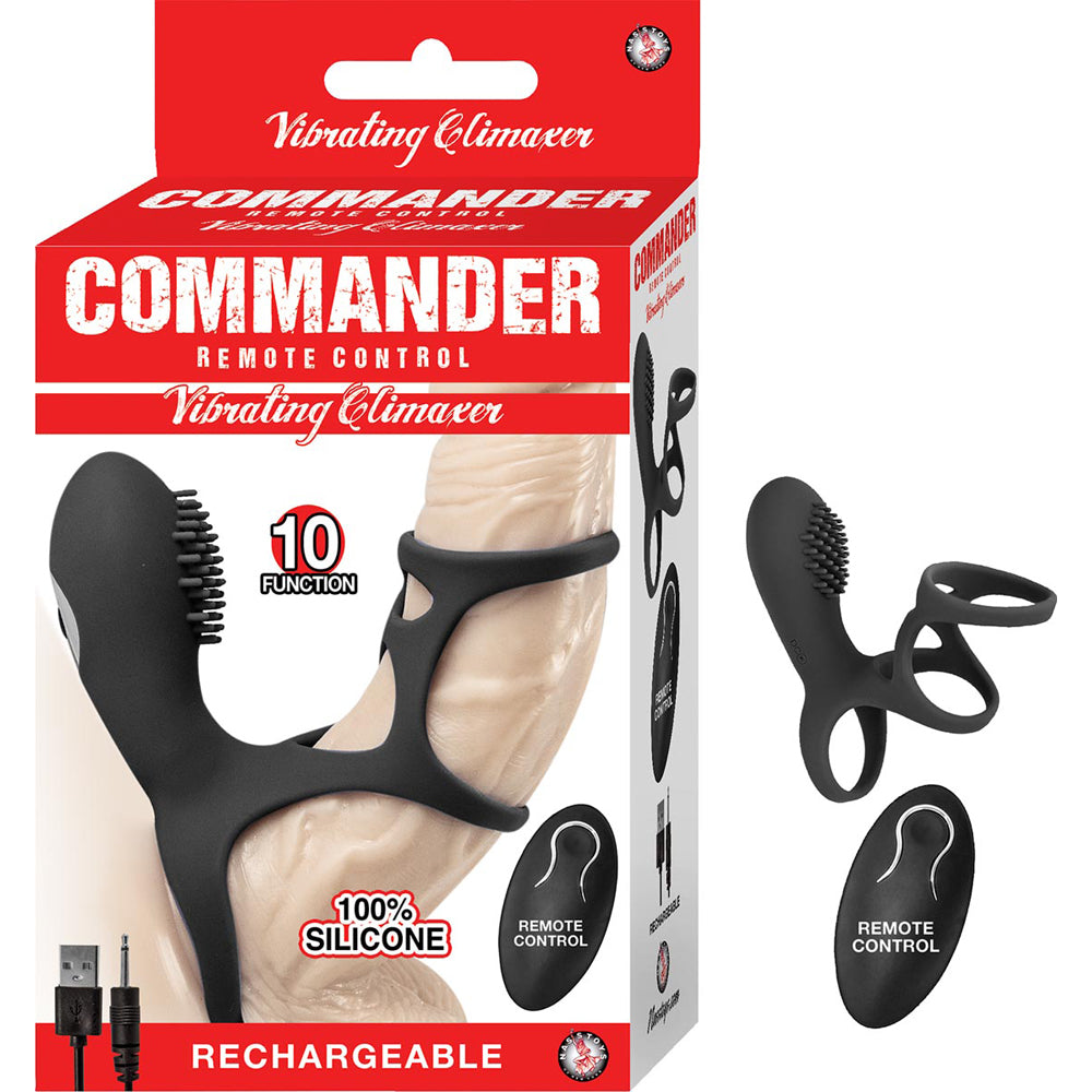 Image of Commander Remote Control Vibrating Climaxer Black featuring a couples-focused design and remote control functionality.