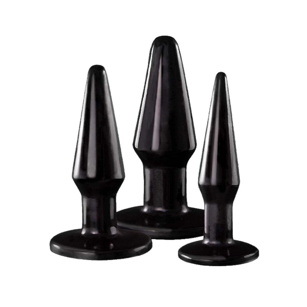 Nasstoys Ass-sation Anal Training Butt Plug Kit Black - three graduated size plugs for anal exploration