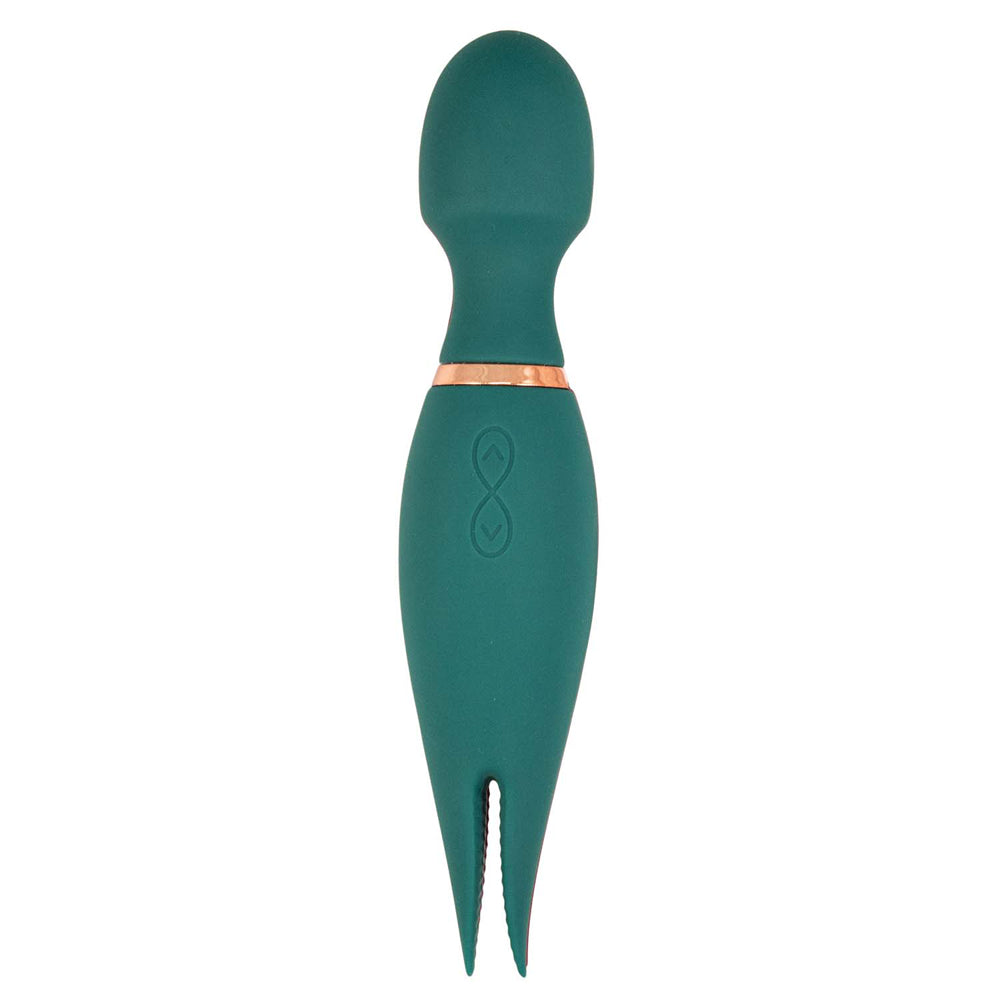 Mystique Vibrating Massagers Magic Vibe Green, a versatile dual-motor massager with a flexible wand head.