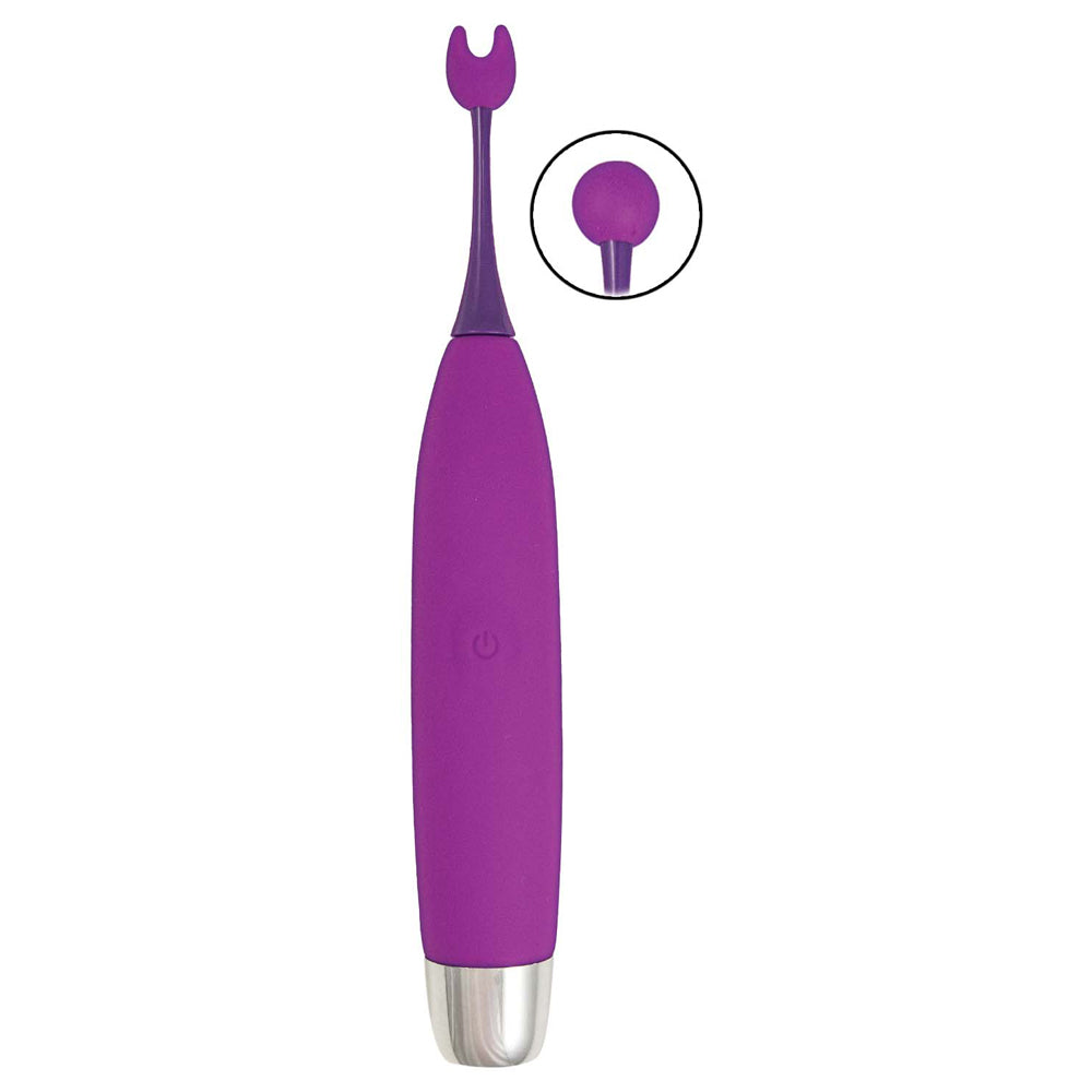 Nasstoys Goddess On The Spot Massager Purple with two silicone tops for versatile stimulation.