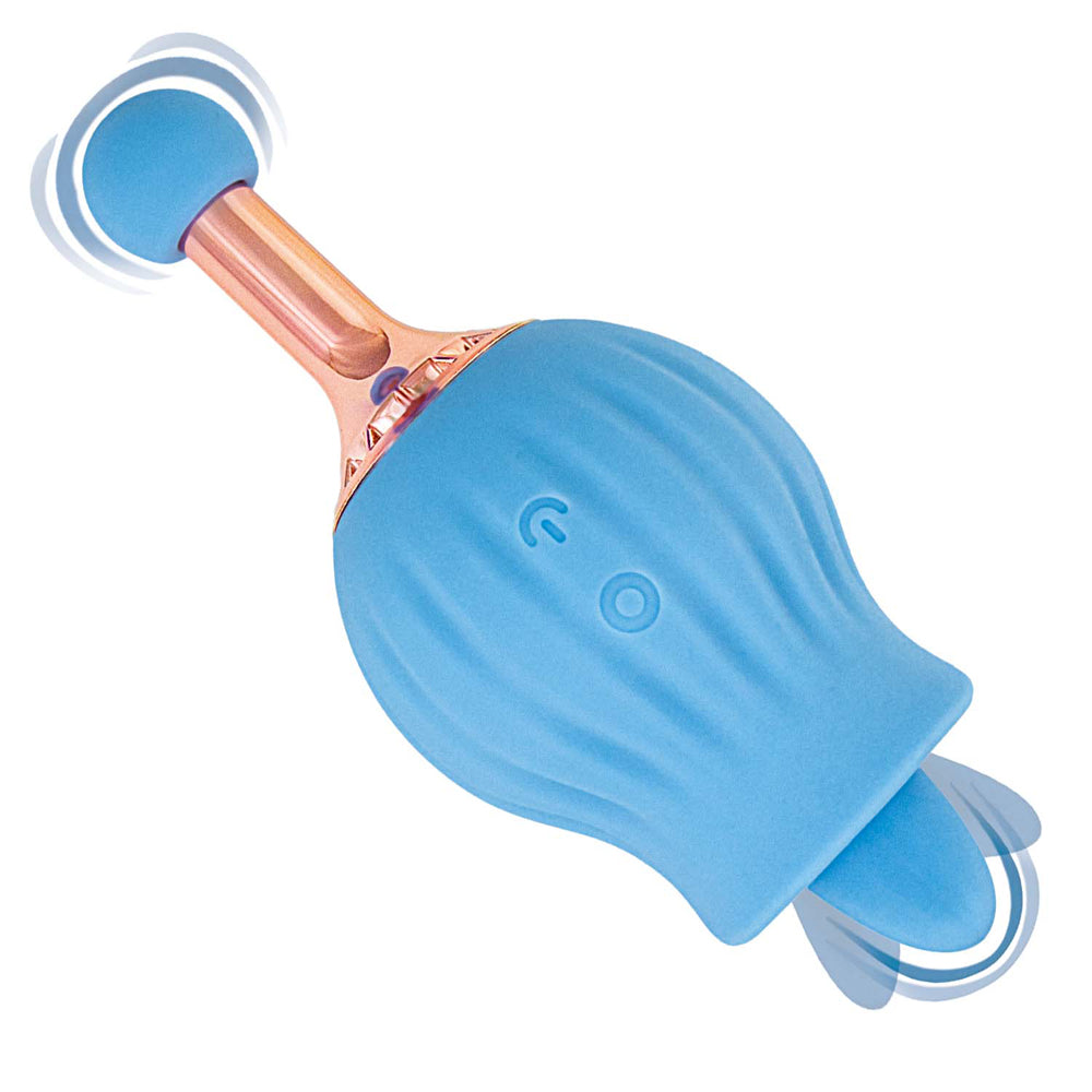 Nasstoys Clit-tastic Rose Bud Dual Massager Blue in a vibrant blue color, designed for dual sensations and clitoral stimulation.