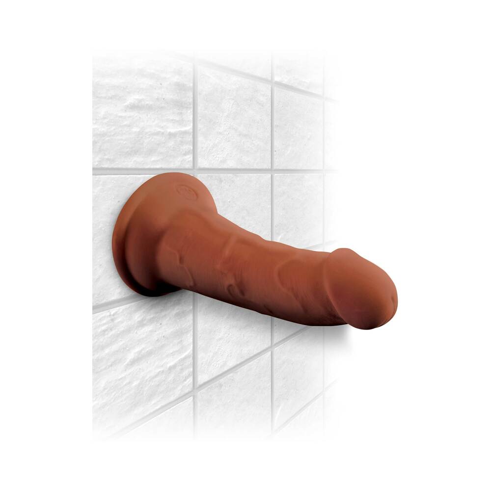King Cock Plus 6 inches Triple Density Cock Realistic Dildo With Suction Cup Brown