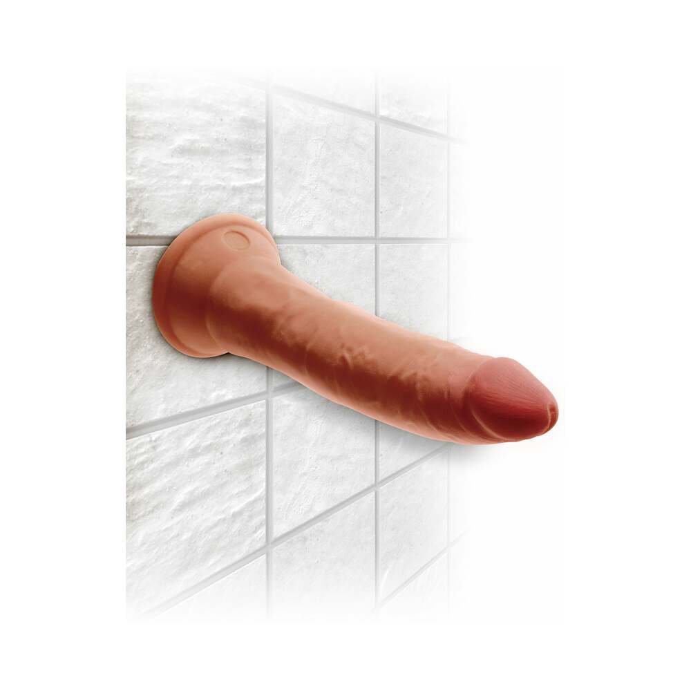 King Cock Plus 7 inches Triple Density Cock Realistic Dildo With Suction Cup Tan