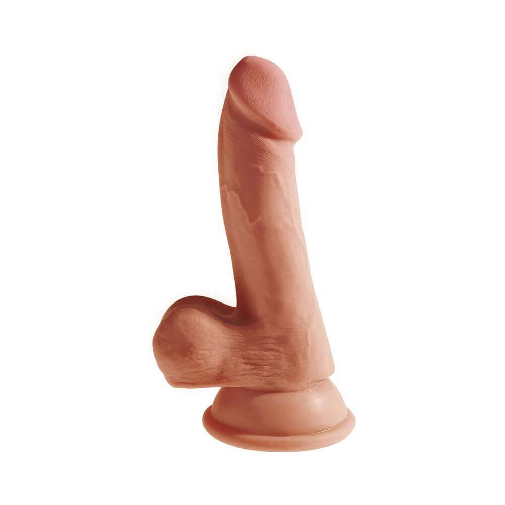 King Cock Plus 6.5 inch Triple Density Cock With Balls Tan displayed with realistic texture and solid suction cup base.