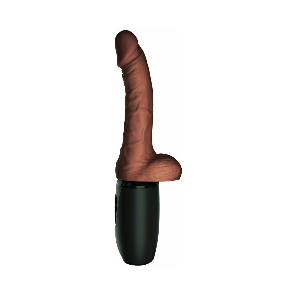 King Cock Plus 7.5 inches Thrusting Cock With Balls Rechargeable Realistic Vibrator Brown