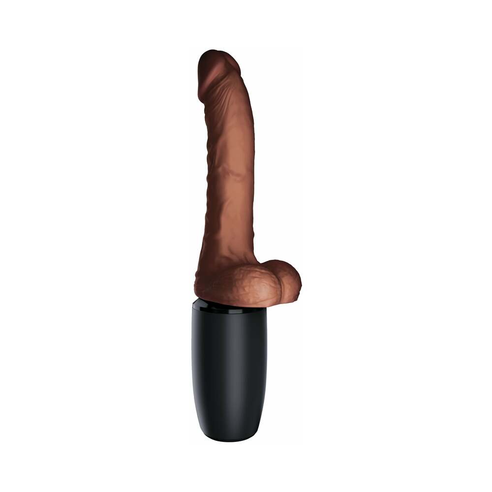 King Cock Plus 7.5 inches Thrusting Cock With Balls Rechargeable Realistic Vibrator Brown