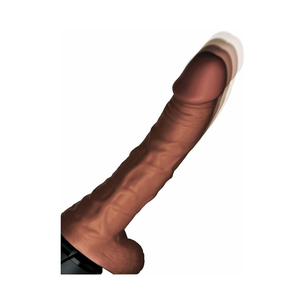 King Cock Plus 7.5 inches Thrusting Cock With Balls Rechargeable Realistic Vibrator Brown