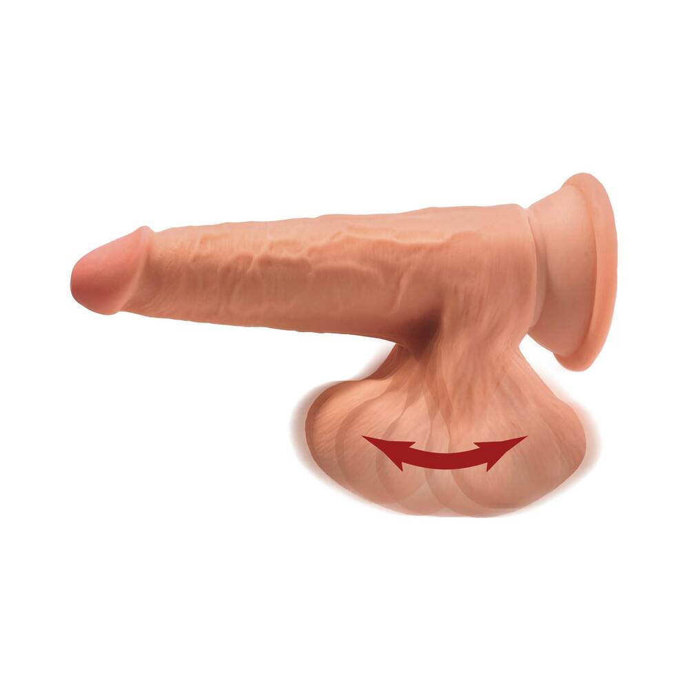 King Cock Plus 7 inches Triple Density Cock With Swinging Balls Dildo Tan