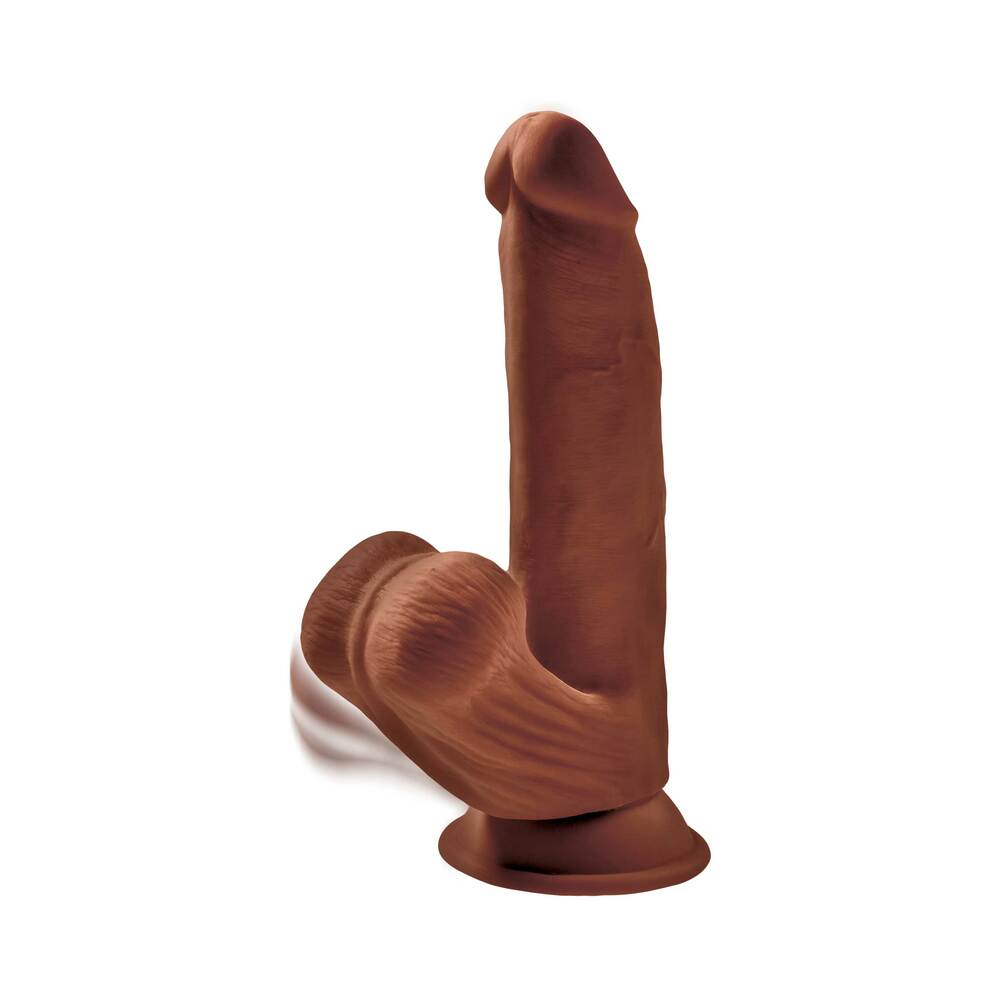 King Cock Plus 8 inches Triple Density Cock With Swinging Balls Dildo Brown