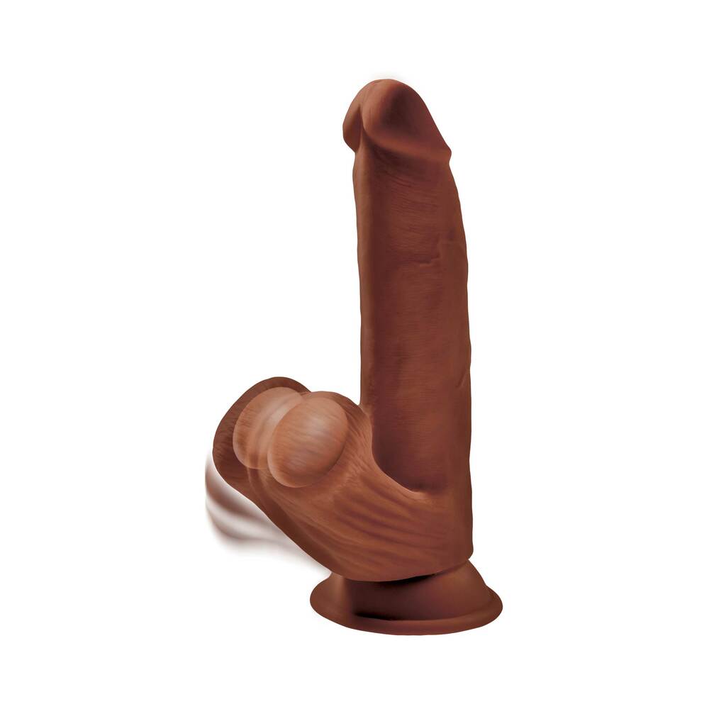 King Cock Plus 8 inches Triple Density Cock With Swinging Balls Dildo Brown